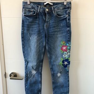 Zara embroidered jeans